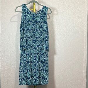 Hatley Teal and Light Blue Floral Sleeveless Midi Dress